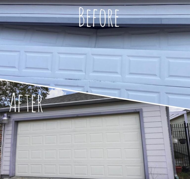 Garage door before and after replacement in Santa Clara